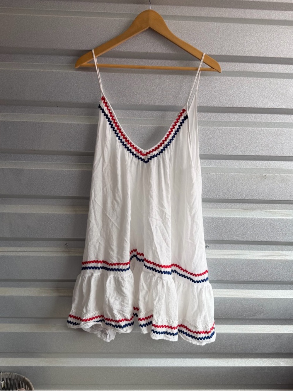 9Seed St Tropez Ruffle Mini Dress in red,white, and blue